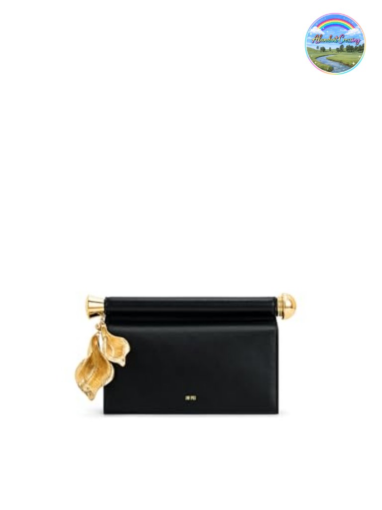 Vegan Leather Metal Pendant Embellished Clutch Magnetic Closure Handheld